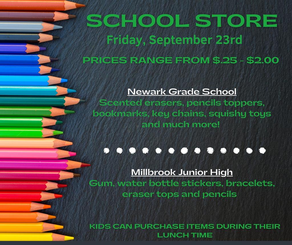 This FRIDAY! School store at both schools